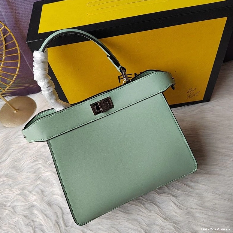 Affordable ISeeU In Nappa Peekaboo Fendi Leather Bag Petite Green 0718